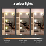 Artiss Dressing Table Set Stool 10 Led Bulbs Wood - Top-Down View