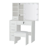 Artiss Dressing Table Set Stool 10 Led Bulbs White Dylan - Top-Down View