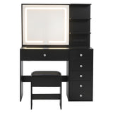 Artiss Dressing Table LED Vanity Desk Set Stool Black - Top-Down View