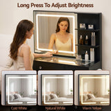 Artiss Dressing Table LED Vanity Desk Set Stool Black - 45-Degree Angle