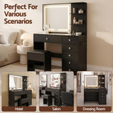 Artiss Dressing Table LED Vanity Desk Set Stool Black - Extra Image