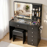 Artiss Dressing Table LED Vanity Desk Set Stool Black - Extra Image