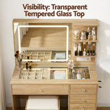 Artiss Dressing Table LED Vanity Desk Set Stool Wood - Close-Up Angle