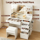 Artiss Dressing Table LED Vanity Desk Set Stool White - Rear View