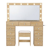 Artiss Dressing Table Vanity Desk Set Stool LED Bulbs Wood - Top-Down View