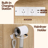 Artiss Dressing Table Vanity Desk Set Stool LED Bulbs Wood - Low Angle