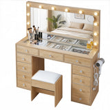 Artiss Dressing Table Vanity Desk Set Stool LED Bulbs Wood - Extra Image
