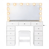 Artiss Dressing Table Vanity Desk Set Stool LED Bulbs White - Top-Down View