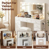 Artiss Dressing Table Vanity Desk Set Stool LED Bulbs White - Extra Image