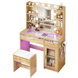 Artiss Dressing Table Vanity Desk Set 10 LED Bulbs RGB Light Wood - Extra Image