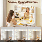 Artiss Dressing Table Vanity Desk Set 10 LED Bulbs RGB Light White - 45-Degree Angle
