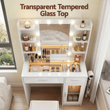 Artiss Dressing Table Vanity Desk Set 10 LED Bulbs RGB Light White - Low Angle