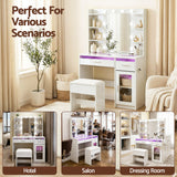 Artiss Dressing Table Vanity Desk Set 10 LED Bulbs RGB Light White - Extra Image