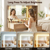 Artiss Dressing Table LED Vanity Desk Charging Station Wood - 45-Degree Angle