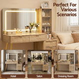 Artiss Dressing Table LED Vanity Desk Charging Station Wood