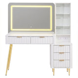 Artiss Dressing Table LED Vanity Desk Charging Station White - Top-Down View