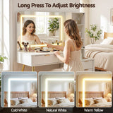 Artiss Dressing Table LED Vanity Desk Charging Station White - 45-Degree Angle