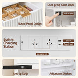 Artiss Dressing Table LED Vanity Desk Charging Station White - Close-Up Angle