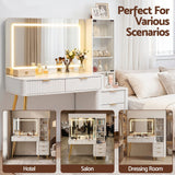Artiss Dressing Table LED Vanity Desk Charging Station White - Low Angle