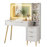 Artiss Dressing Table LED Vanity Desk Charging Station White - Extra Image