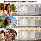 Artiss Dressing Table Vanity Desk Set LED Bulbs RGB Light Wood - 45-Degree Angle