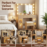 Artiss Dressing Table Vanity Desk Set LED Bulbs RGB Light Wood - Extra Image