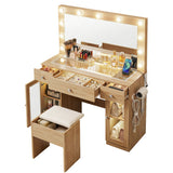 Artiss Dressing Table Vanity Desk Set LED Bulbs RGB Light Wood - Extra Image