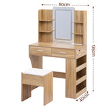 Artiss Dressing Table LED Vanity Desk Set Stool Wood - Side View