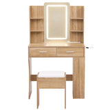 Artiss Dressing Table LED Vanity Desk Set Stool Wood - Top-Down View