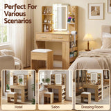 Artiss Dressing Table LED Vanity Desk Set Stool Wood - Low Angle