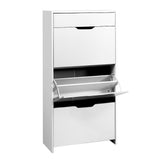 Artiss Shoe Rack Cabinet 24 Pairs White Luna - Side View