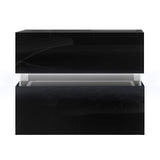 Artiss Bedside Table LED 2 Drawers - LUMI Black - Top-Down View