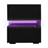 Artiss Bedside Table LED 2 Drawers - LUMI Black - 45-Degree Angle
