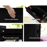 Artiss Bedside Table LED 2 Drawers - LUMI Black - Low Angle