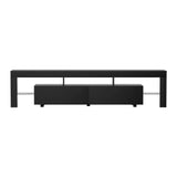 Artiss TV Cabinet Entertainment Unit Stand RGB LED Gloss Furniture 200cm Black - 45-Degree Angle