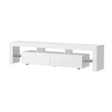 Artiss TV Cabinet Entertainment Unit Stand RGB LED Gloss Furniture 200cm White - Side View