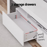 Artiss TV Cabinet Entertainment Unit Stand RGB LED Gloss Furniture 200cm White - Close-Up Angle