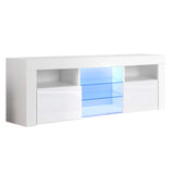 Artiss Entertainment Unit TV Cabinet LED 145cm White Angus - Side View