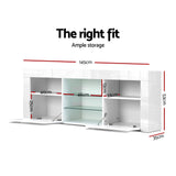 Artiss Entertainment Unit TV Cabinet LED 145cm White Angus - Top-Down View