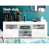 Artiss Entertainment Unit TV Cabinet LED 145cm White Angus - Rear View