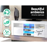 Artiss Entertainment Unit TV Cabinet LED 145cm White Angus - Close-Up Angle