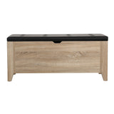 Artiss Storage Ottoman Blanket Box Leather Oak - Side View