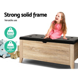 Artiss Storage Ottoman Blanket Box Leather Oak - Top-Down View