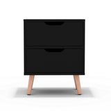 Artiss Bedside Table 2 Drawers - BODEN Black - Front View