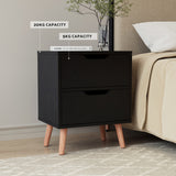 Artiss Bedside Table 2 Drawers - BODEN Black - 45-Degree Angle