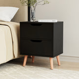 Artiss Bedside Table 2 Drawers - BODEN Black - Close-Up Angle