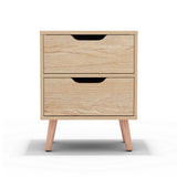 Artiss Bedside Table 2 Drawers Nightstand - BODEN Pine - Front View
