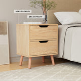 Artiss Bedside Table 2 Drawers Nightstand - BODEN Pine - 45-Degree Angle