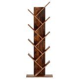Artiss Tree Bookshelf 9 Tiers Walnut - Top-Down View