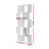 Artiss Bookshelf 5 Tiers - RITA White - Side View